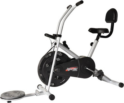 Deemark AIR BIKE 1001 WITH BACK REST & TWISTER FOR HOME USE Indoor Cycles Exercise Bike(Black, Grey)