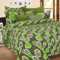 Home Candy Cotton Floral Double Bedsheet(1 Double Bedsheet, 2 Pillow Covers, Green)