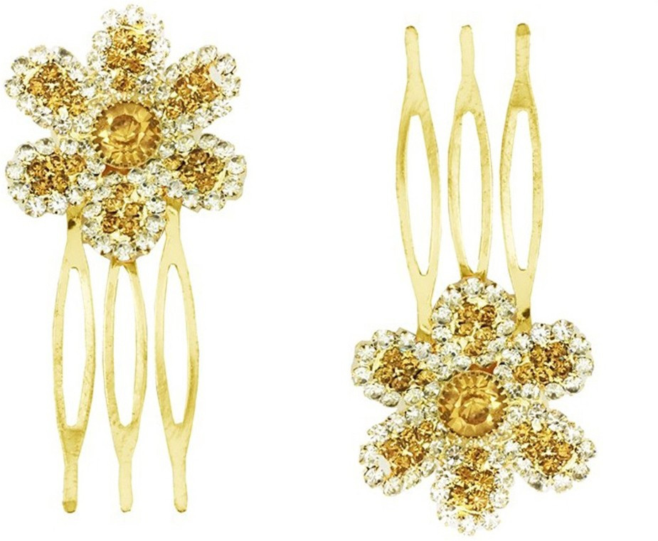 AccessHer Trendy Indo Western, Wedding and Party Wear, Fancy Golden Hair Accessories: Hair Clip/ Side Pin/ Comb Pin/ Jooda Pin For Girls And Women Hair Pin(Gold)