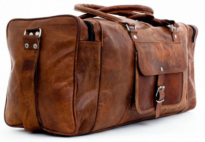 Pranjals House real vintage leather travel duffle overnite bag (Expandable) Travel Duffel Bag(Brown)