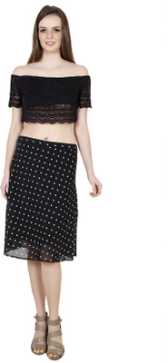 Rpj Skirts, Trousers - RPJ Polka Print Women's Straight Black Skirt