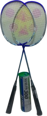 Yonex Mavis 300 (Pack of 6) Yellow Nylon Shuttle cock and Nanoray 7000i (pack of 2) Badminton Kit