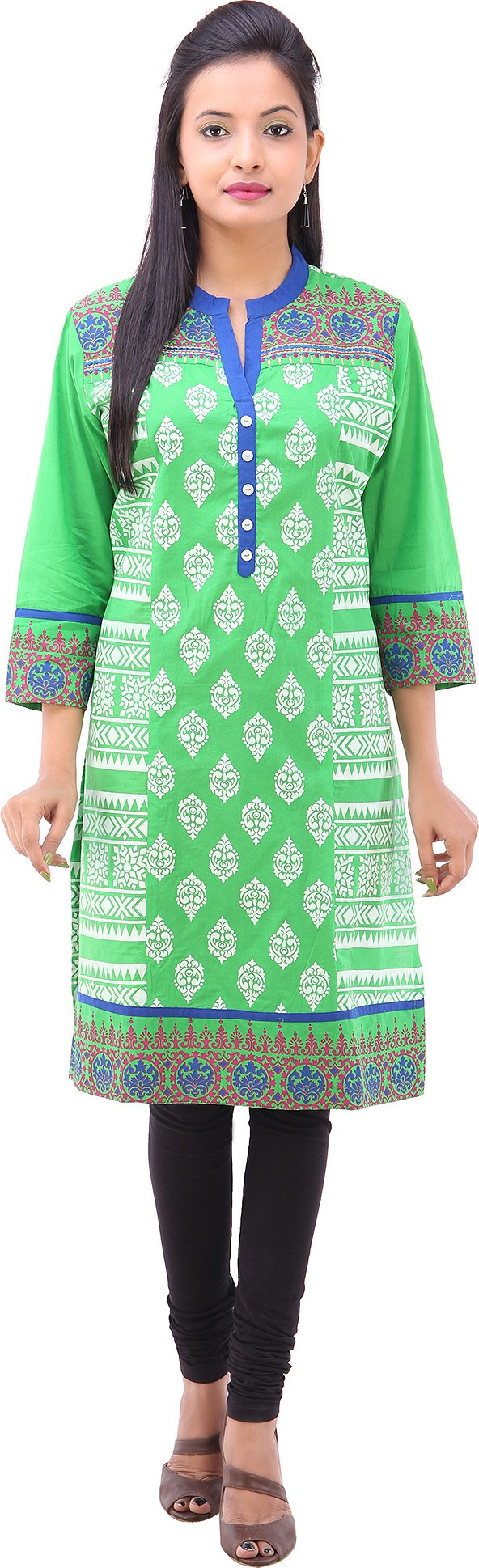 Pari Printed Womens Straight Kurta(Green)