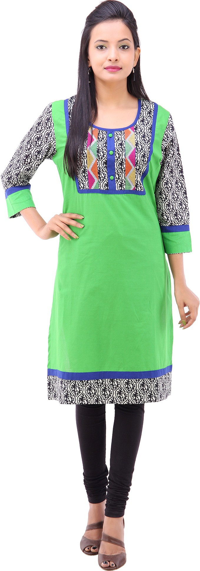 Pari Printed Womens Straight Kurta(Green)