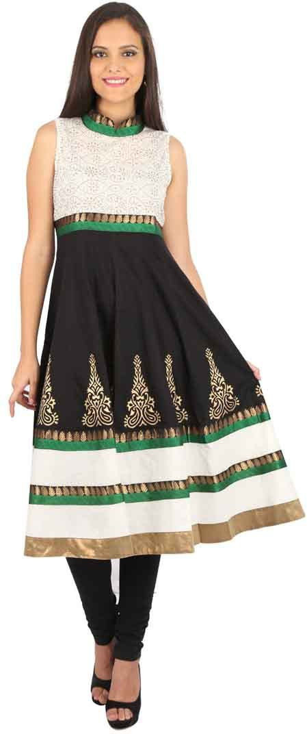 Peppertree Printed Womens Straight Kurta(Black)