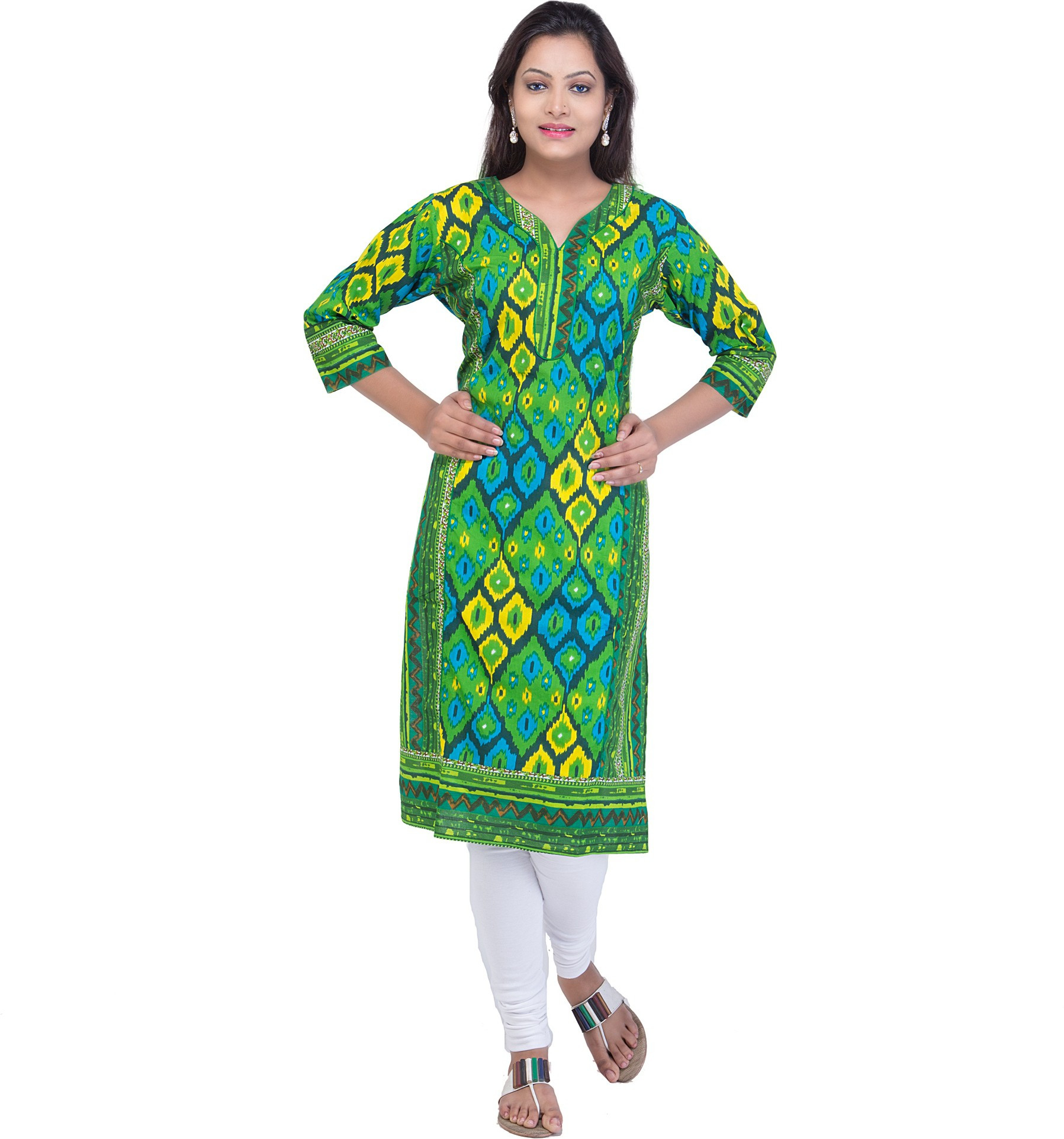 Ridhi Sidhi Graphic Print Womens Straight Kurta(Multicolor)
