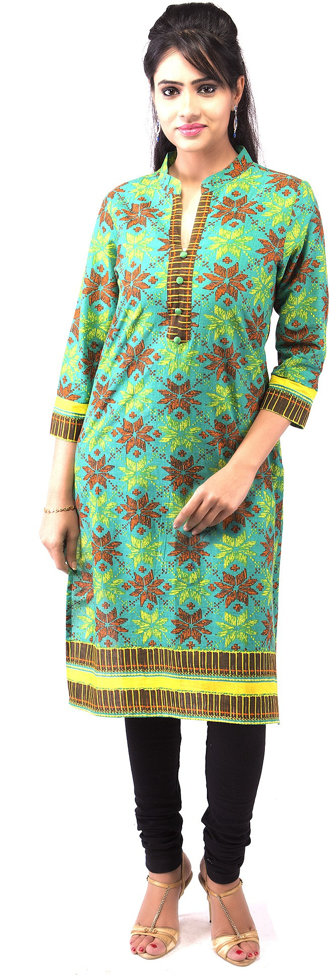 Goodwill Impex Printed Womens Straight Kurta(Green)