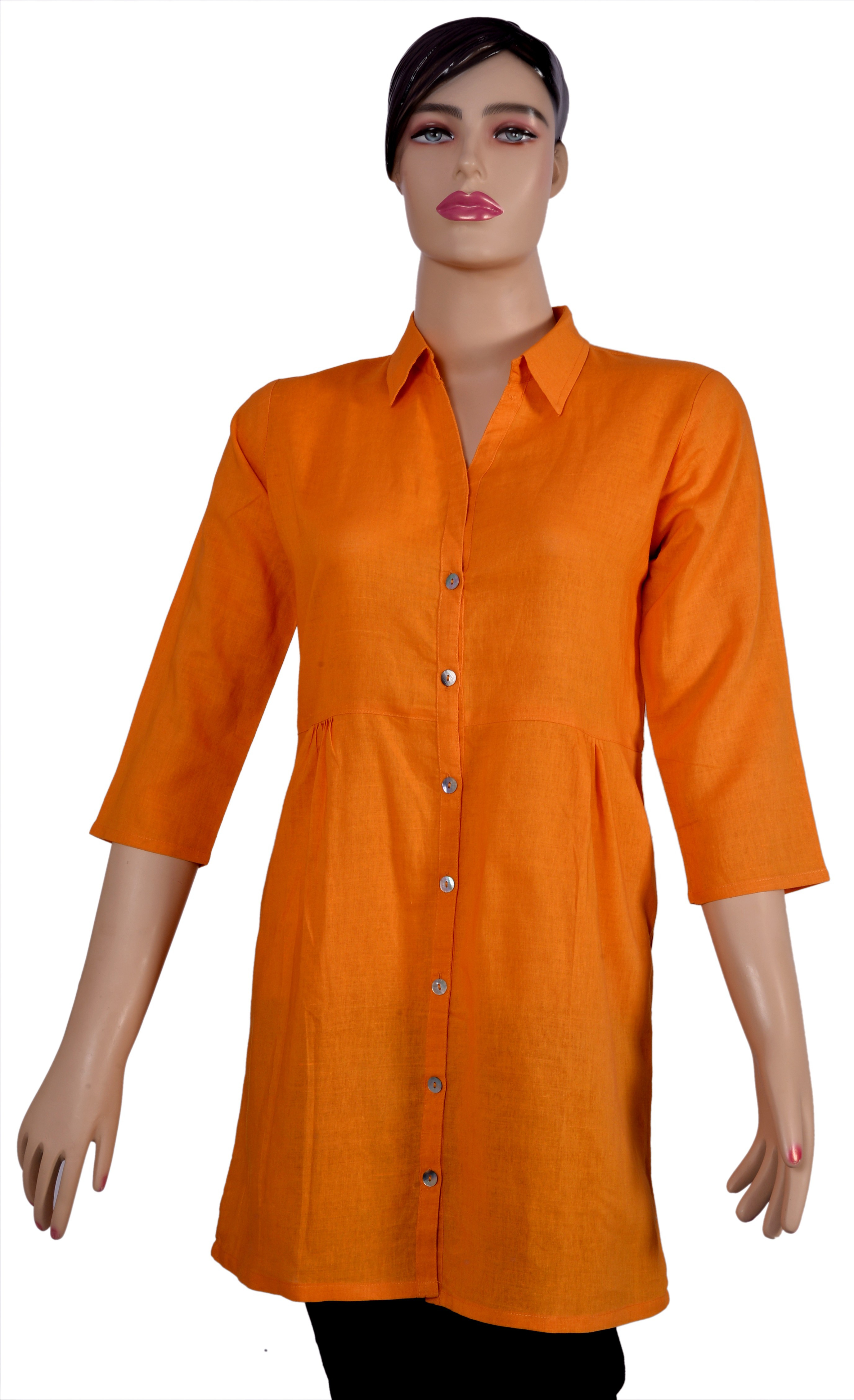 Kumi Solid Womens Straight Kurta(Orange)