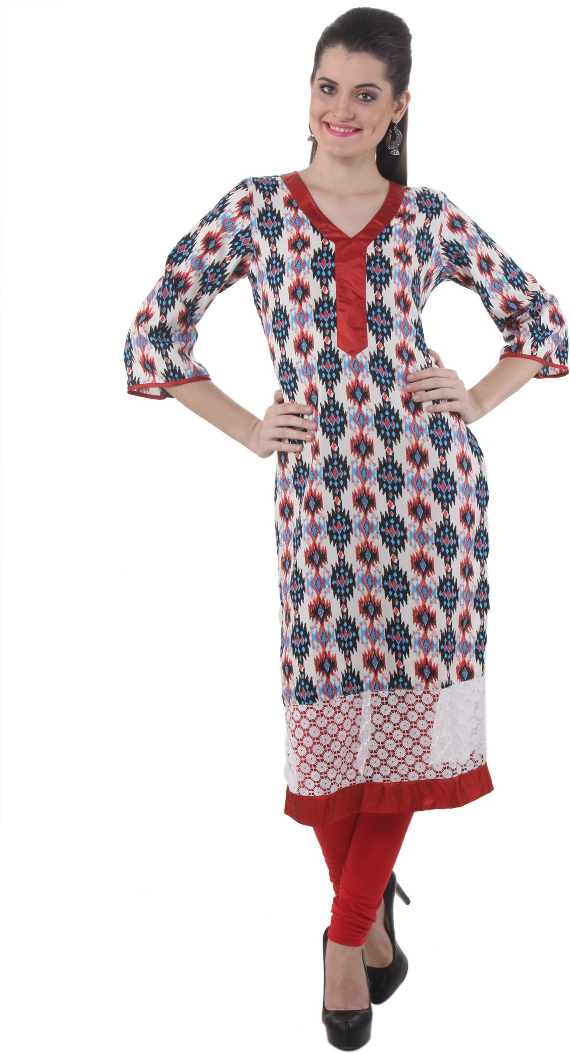 Piaa Printed Womens Straight Kurta(Multicolor)