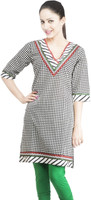 Rama Printed Women's Straight Kurta(White, Black)