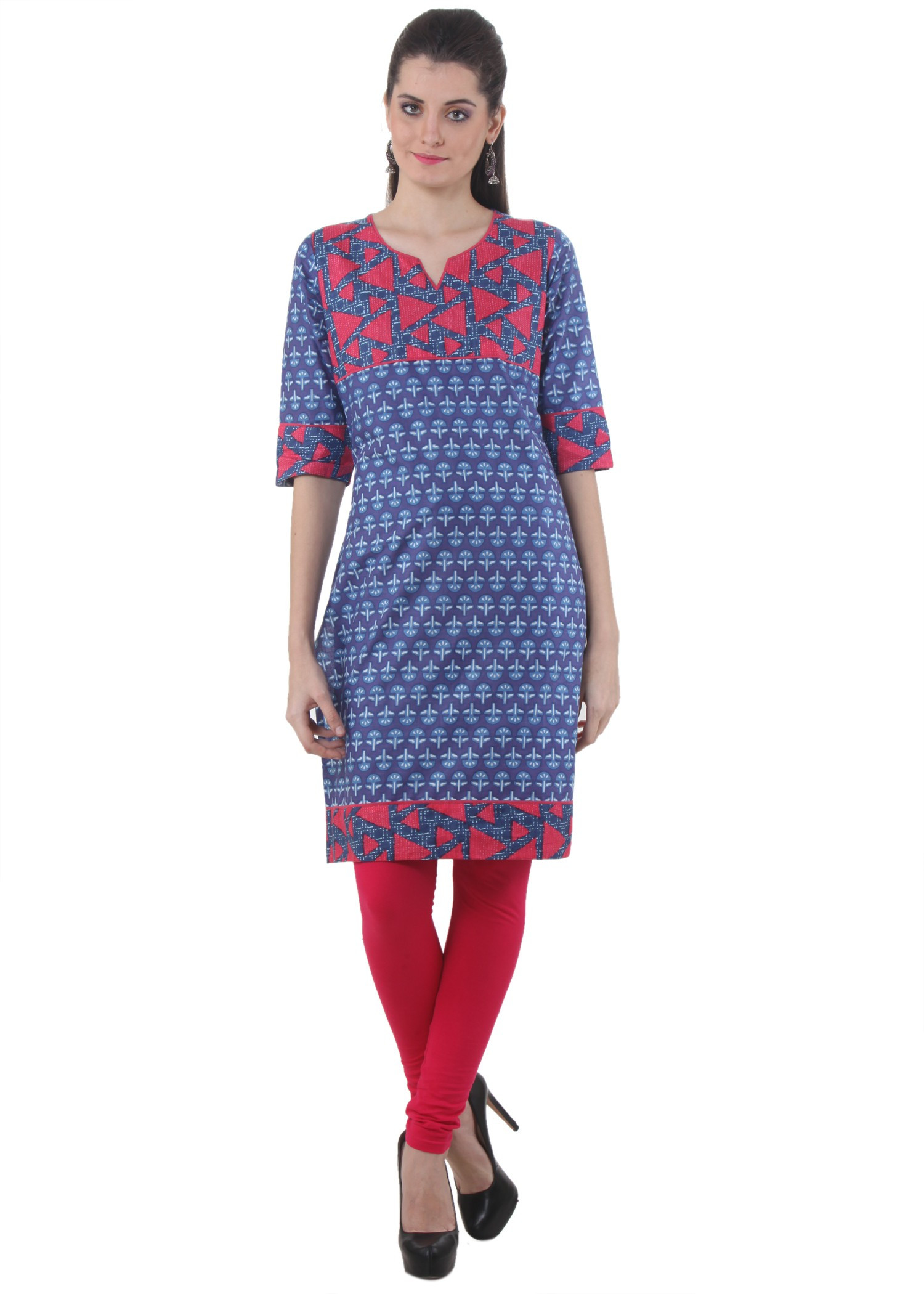Piaa Printed Womens Straight Kurta(Multicolor)