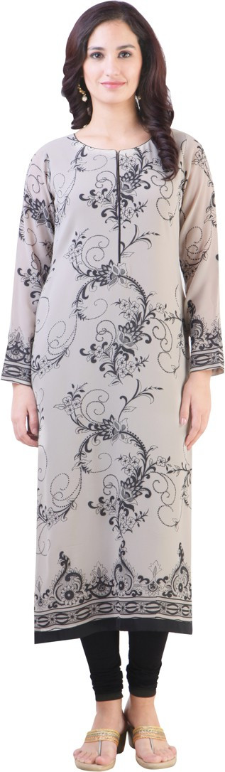 Libas Printed Womens Straight Kurta(Beige)