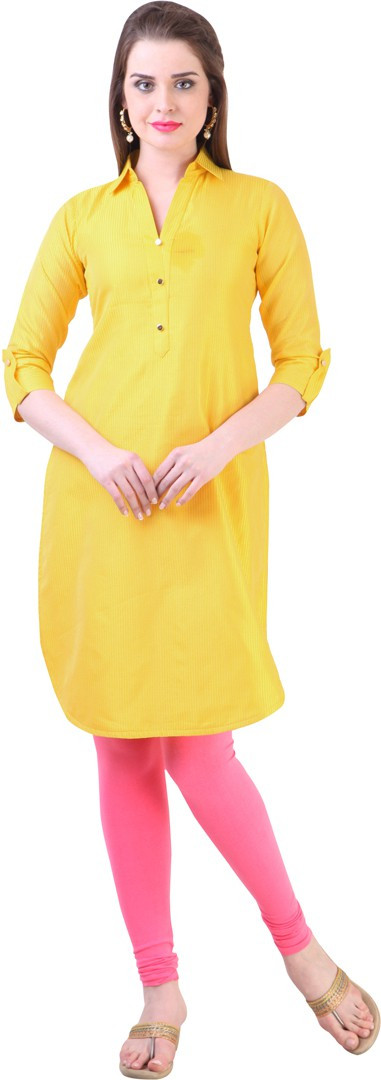 Libas Self Design Womens Straight Kurta(Yellow)