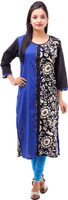 Kyaara Printed Women's Straight Kurta(Blue)