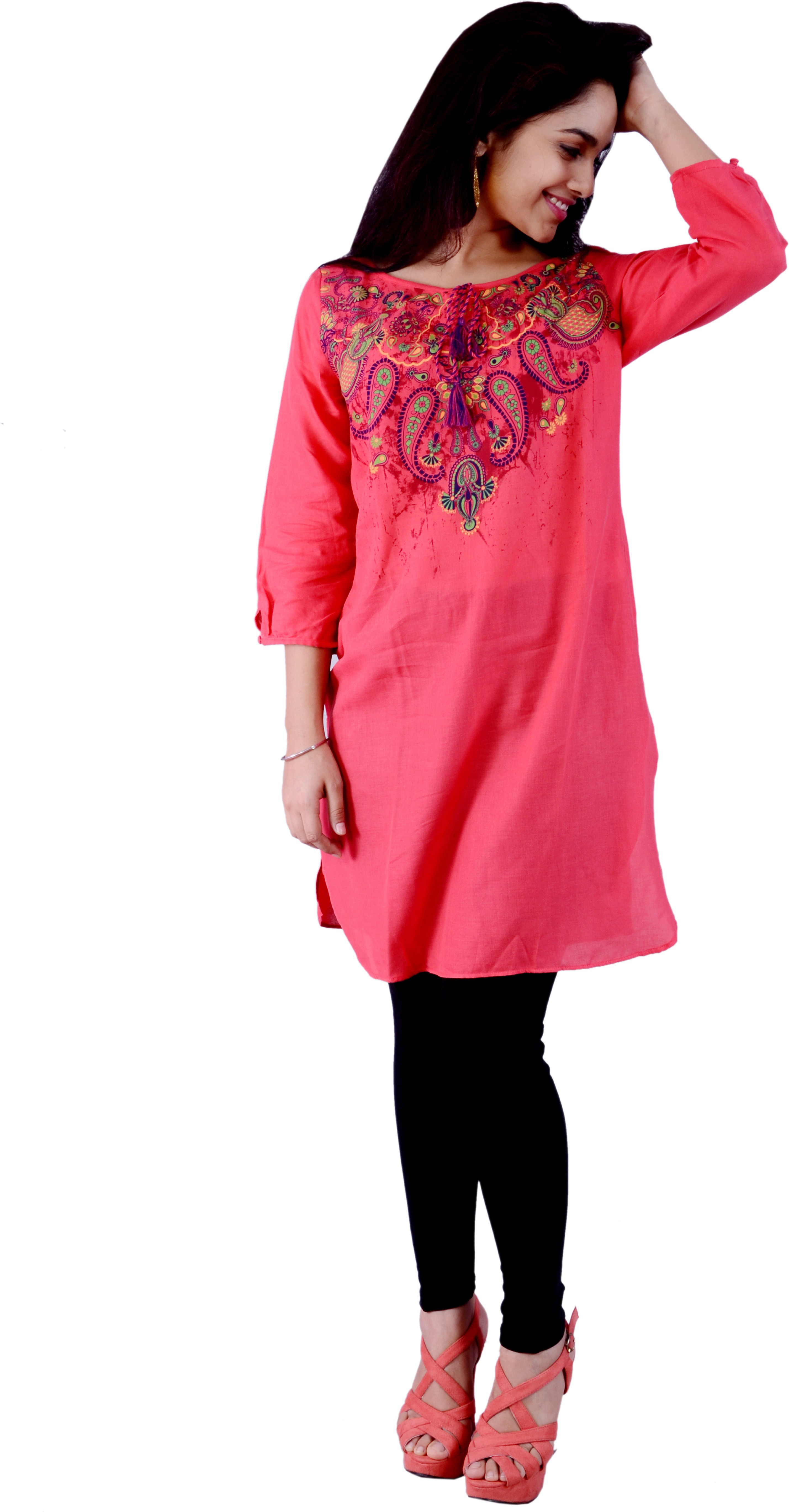 Pure Nautanki Printed Womens A-line Kurta(Red)