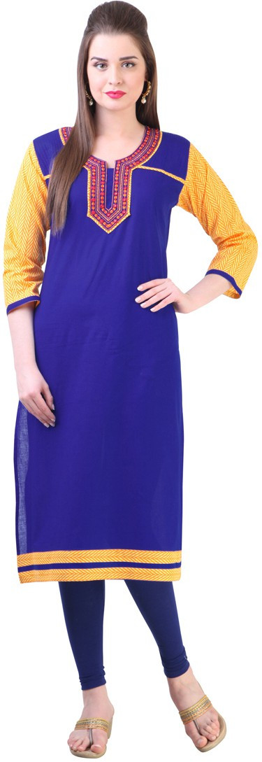 Libas Self Design Womens Straight Kurta(Blue)