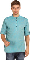 Svanik Solid Men's Straight Kurta(Blue)
