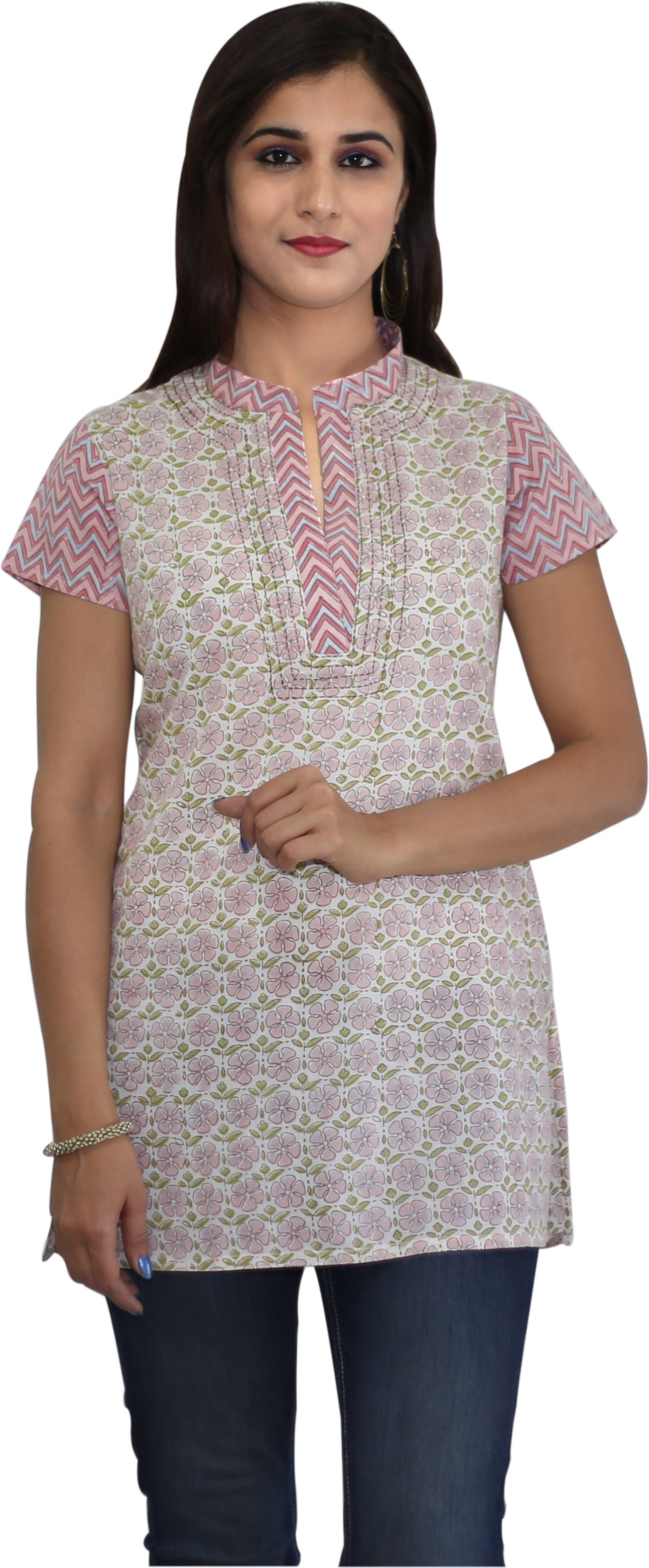 Missprint Floral Print Womens Straight Kurta(Pink)