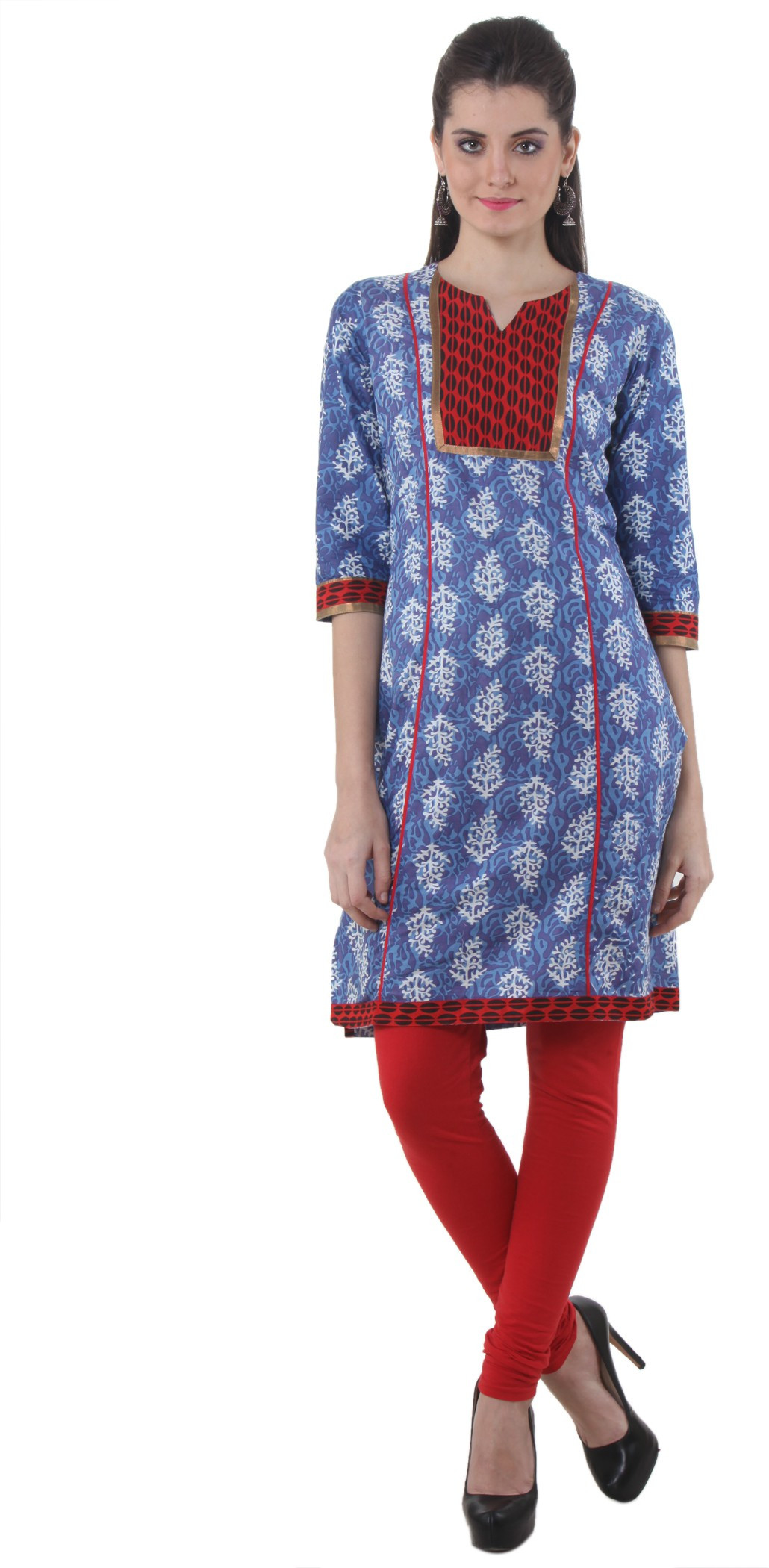 Piaa Printed Womens Straight Kurta(Multicolor)