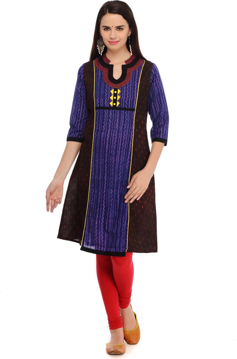 Taaga Printed Womens Straight Kurta(Black)