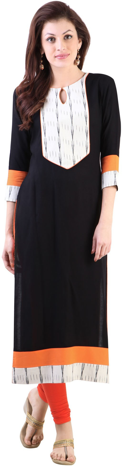 Libas Self Design Womens Straight Kurta(Black)