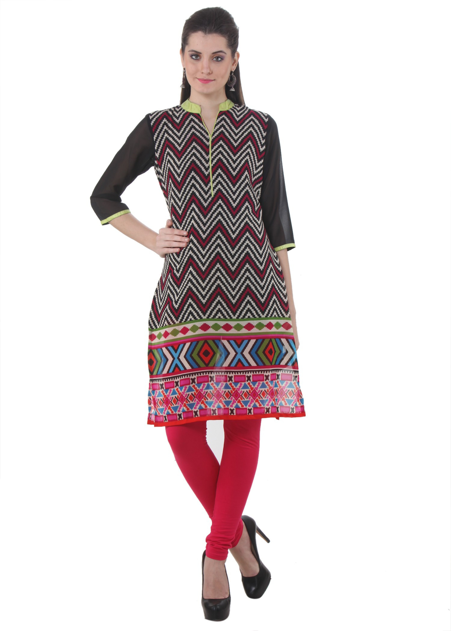 Piaa Printed Womens Straight Kurta(Multicolor)