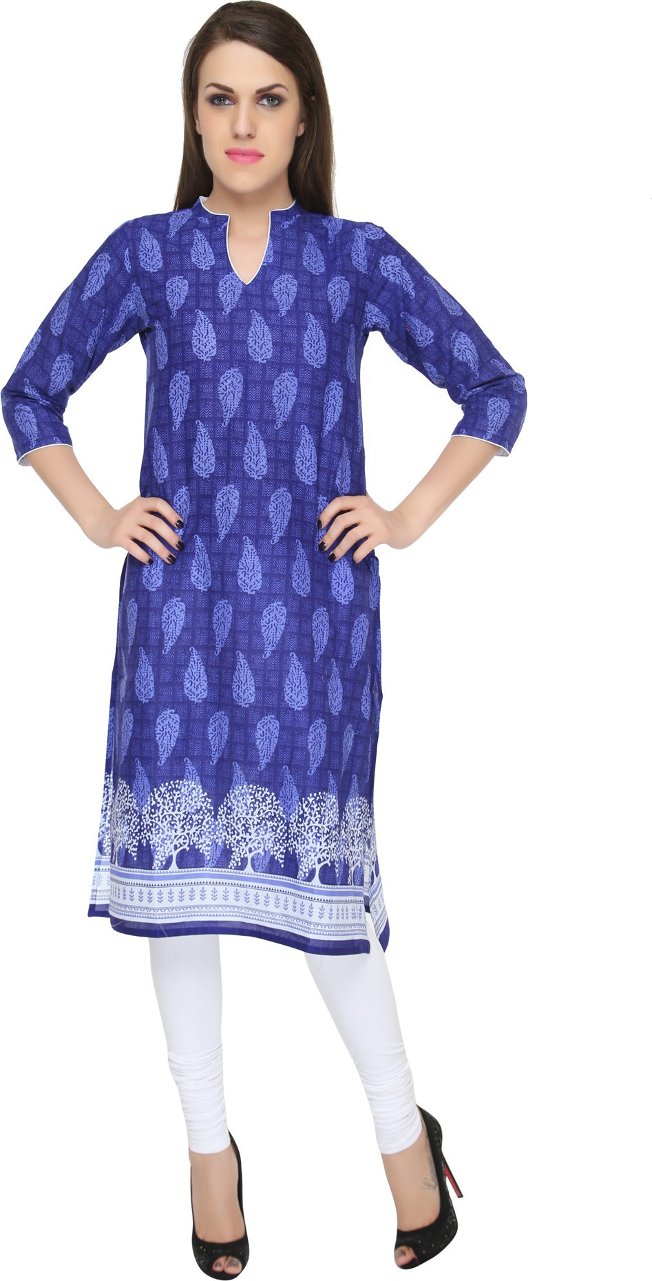 Naksh Jaipur Printed Womens Straight Kurta(Blue)