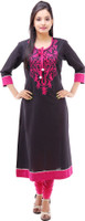 Kyaara Embroidered Women's Anarkali Kurta(Black, Pink)