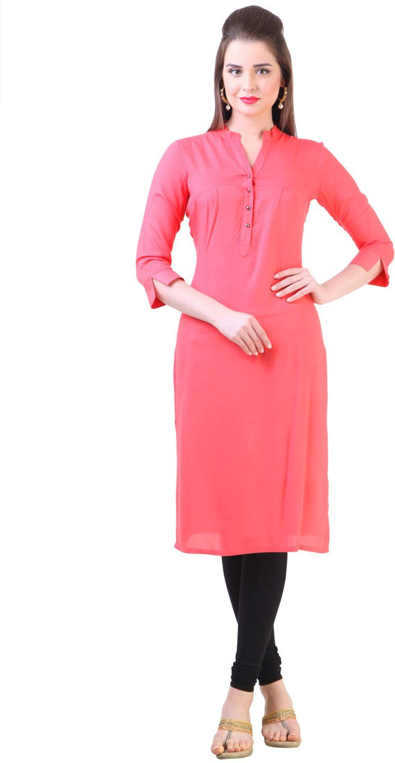 Libas Self Design Womens Straight Kurta(Pink)