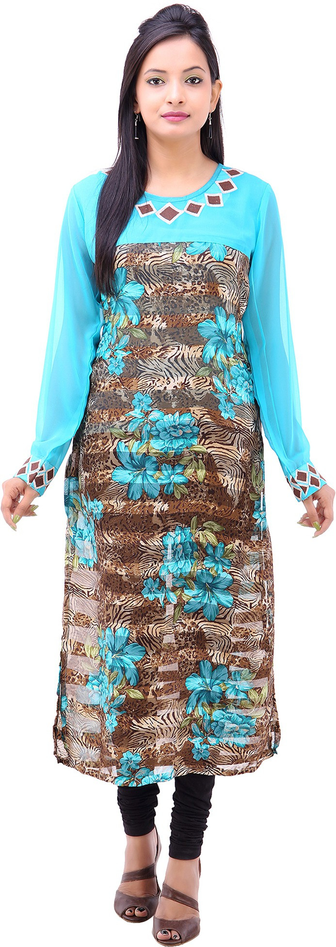 Pari Printed Womens Straight Kurta(Blue)
