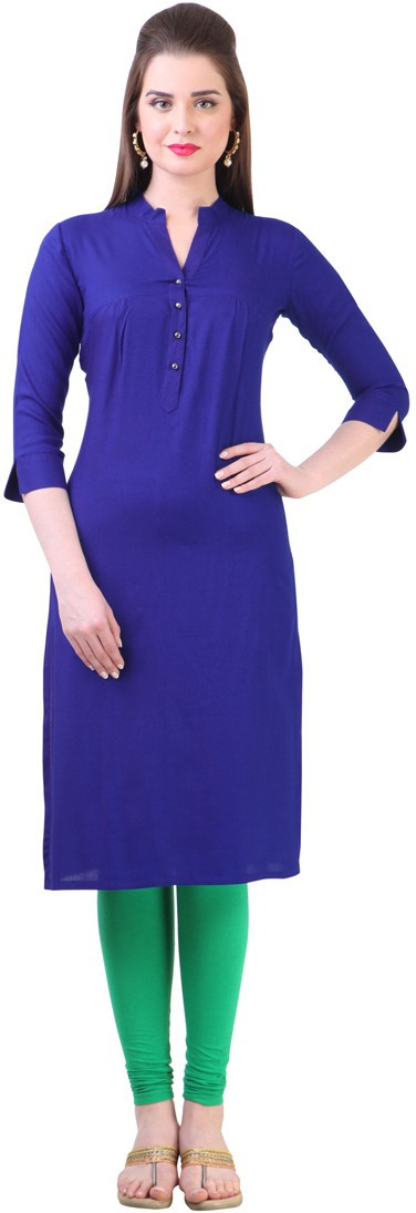 Libas Self Design Womens Straight Kurta(Blue)