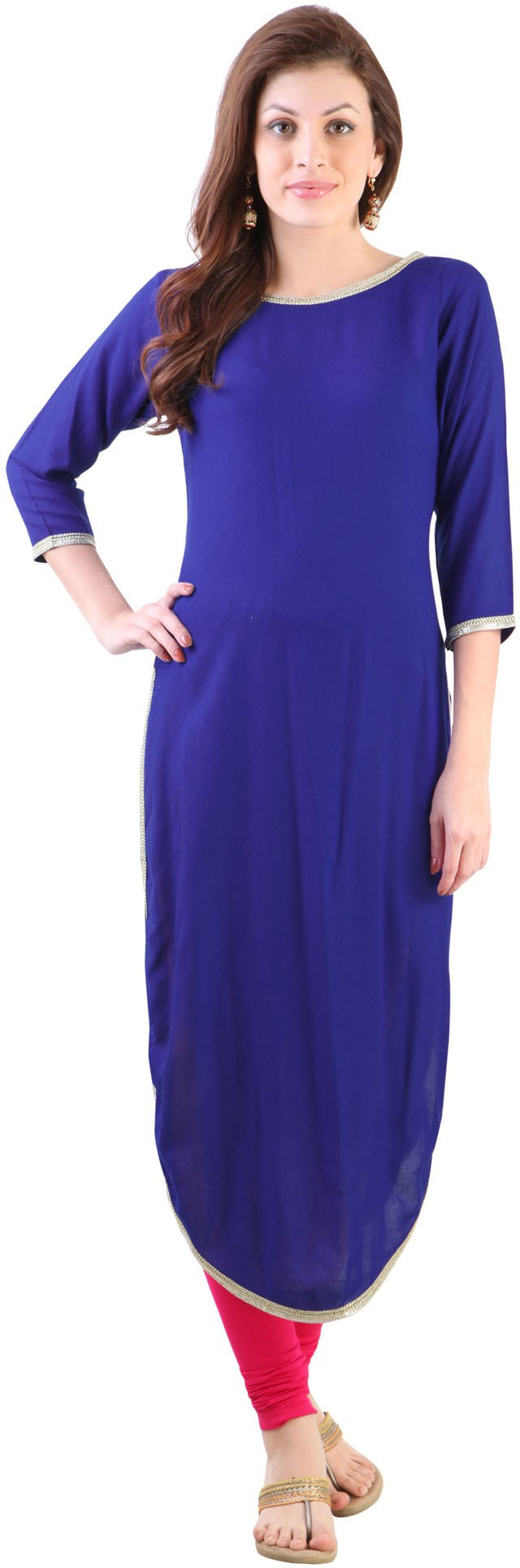 Libas Self Design Womens Straight Kurta(Blue)