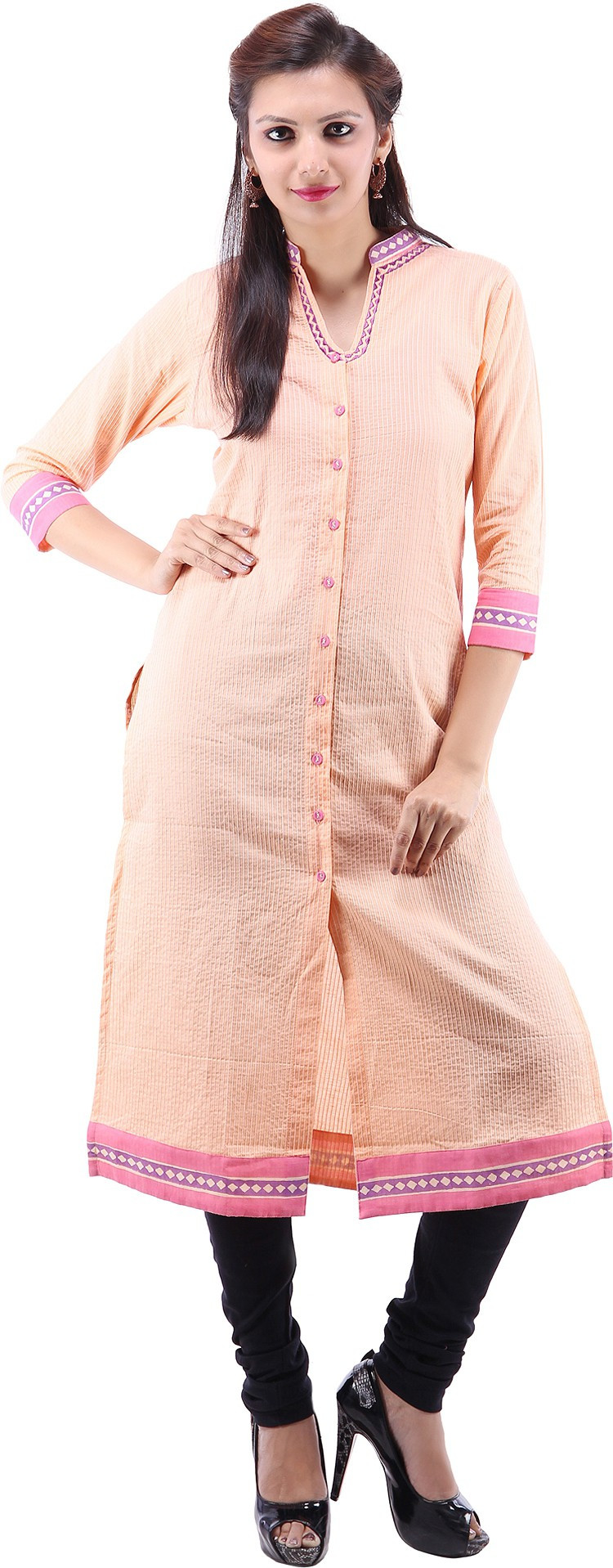 Suruchi Printed Womens Straight Kurta(Pink)