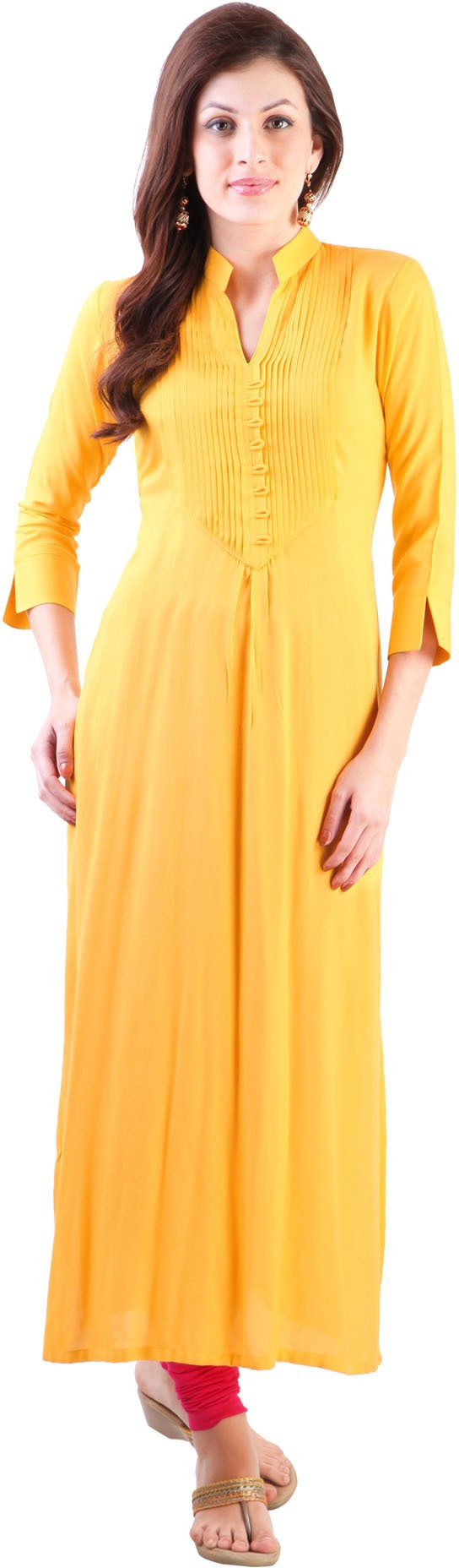 Libas Self Design Womens Straight Kurta(Yellow)