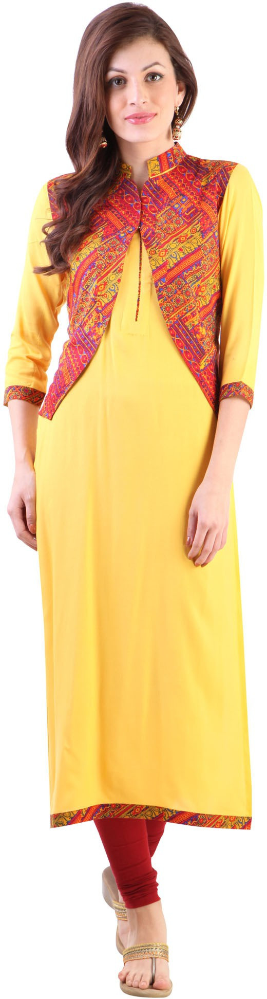 Libas Self Design Womens Straight Kurta(Yellow)