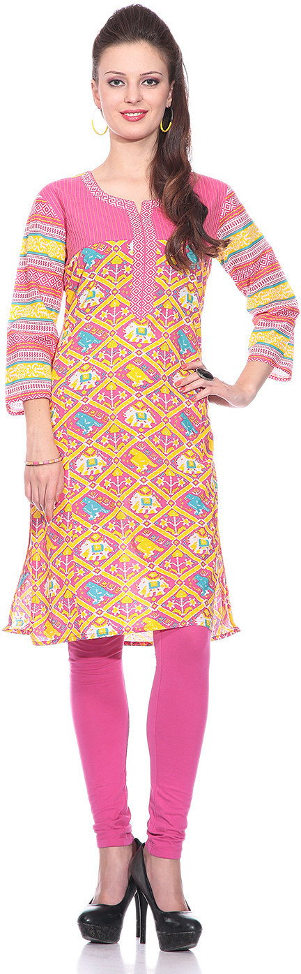 Sringam Printed Womens Straight Kurta(Multicolor)