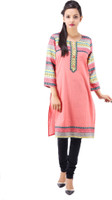 Goodwill Impex Printed Women's Straight Kurta(Pink)