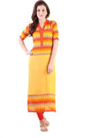 Libas Geometric Print Women's Straight Kurta(Yellow)