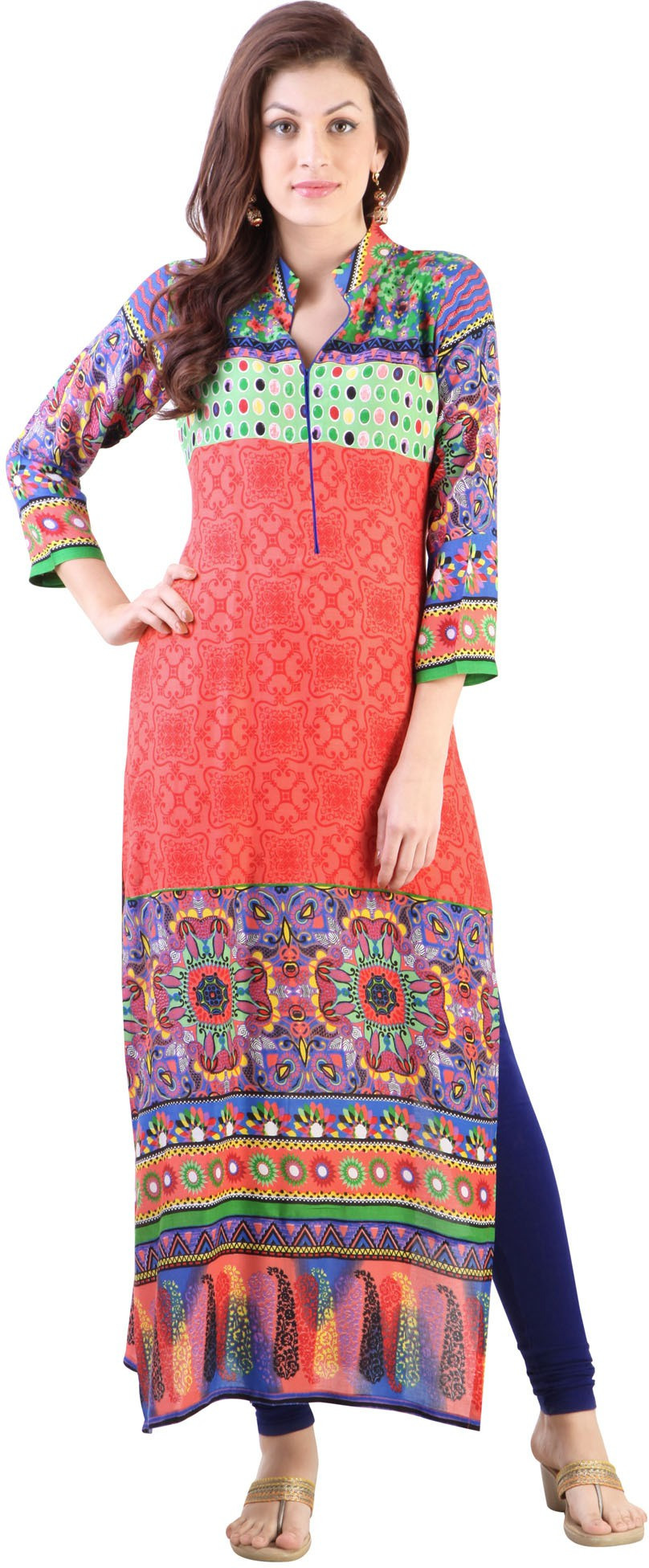 Libas Printed Womens Straight Kurta(Multicolor)