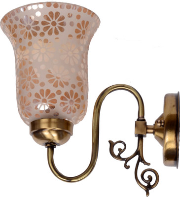 Decolight Royal Antique Brass Wall Light (Single, Gold, Luster Design) Wall Lights Lamp Shade(Brass)