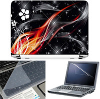 FineArts Floral White Flower 3 in 1 Laptop Skin Pack With Screen Guard & Key Protector Combo Set(Multicolor) RS.269.00