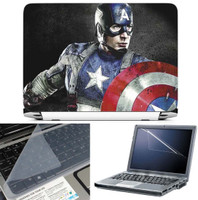 FineArts Captain America 3 in 1 Laptop Skin Pack With Screen Guard & Key Protector Combo Set(Multicolor) RS.269.00