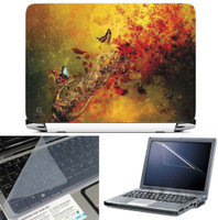 FineArts Butterfly Glass Art 3 in 1 Laptop Skin Pack With Screen Guard & Key Protector Combo Set(Multicolor) RS.269.00
