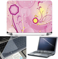 FineArts Abstract Pink Back 3 in 1 Laptop Skin Pack With Screen Guard & Key Protector Combo Set(Multicolor) RS.269.00