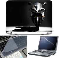 FineArts Black Bike 3 in 1 Laptop Skin Pack With Screen Guard & Key Protector Combo Set(Multicolor) RS.269.00