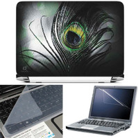 FineArts Black Feather 3 in 1 Laptop Skin Pack With Screen Guard & Key Protector Combo Set(Multicolor) RS.269.00