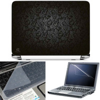 FineArts Black Grey Spirals 3 in 1 Laptop Skin Pack With Screen Guard & Key Protector Combo Set(Multicolor) RS.269.00