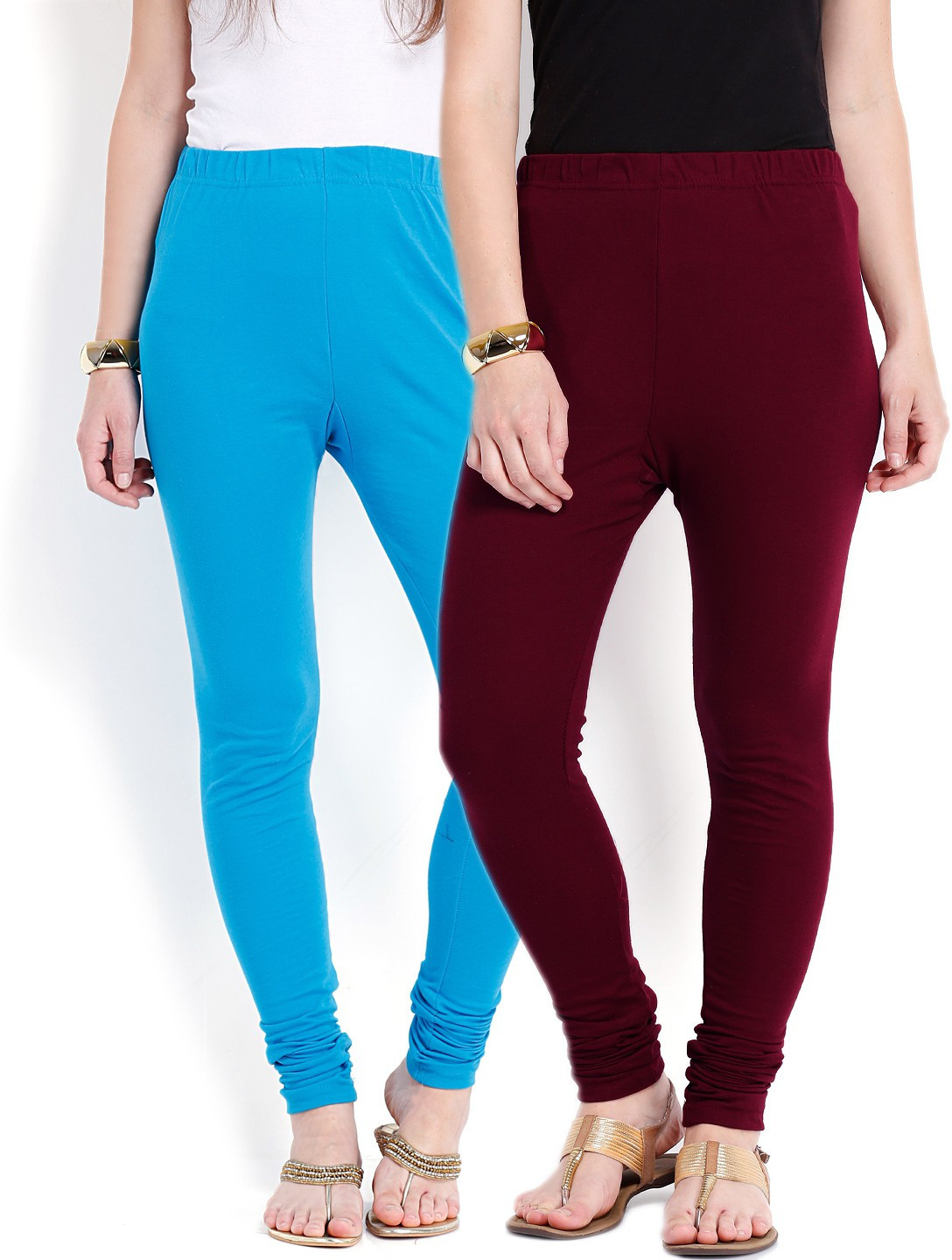 Ten on Ten Womens Blue, Maroon Leggings(Pack of 2)