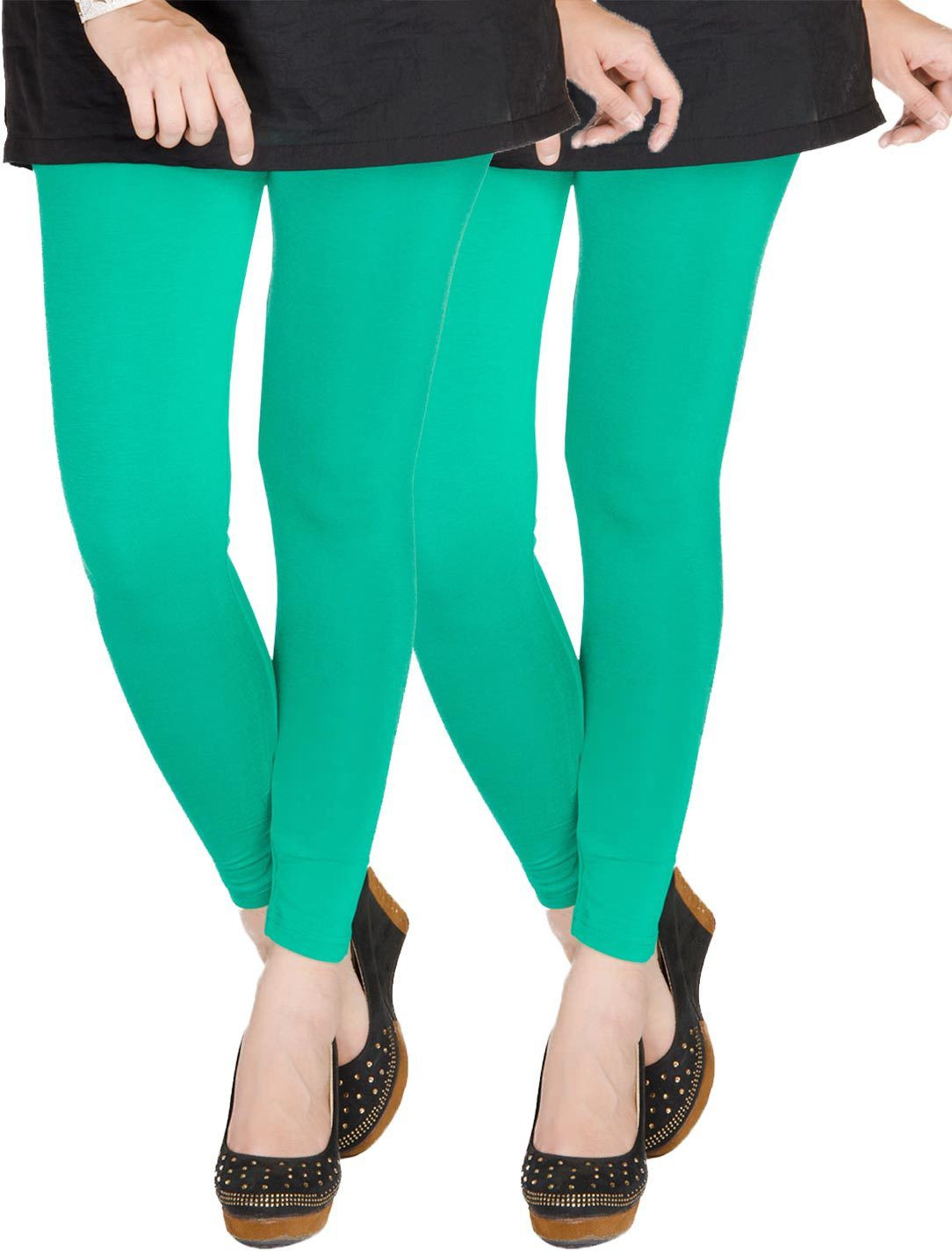 Medoo Womens Green Leggings(Pack of 2)