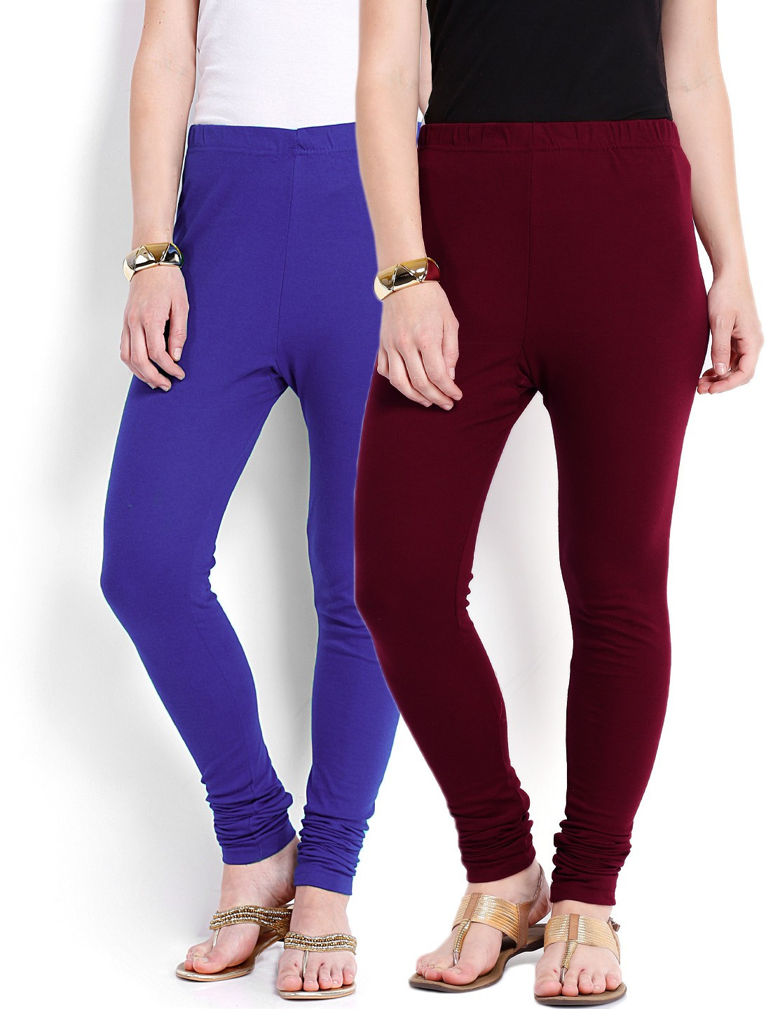 Ten on Ten Womens Blue, Maroon Leggings(Pack of 2)